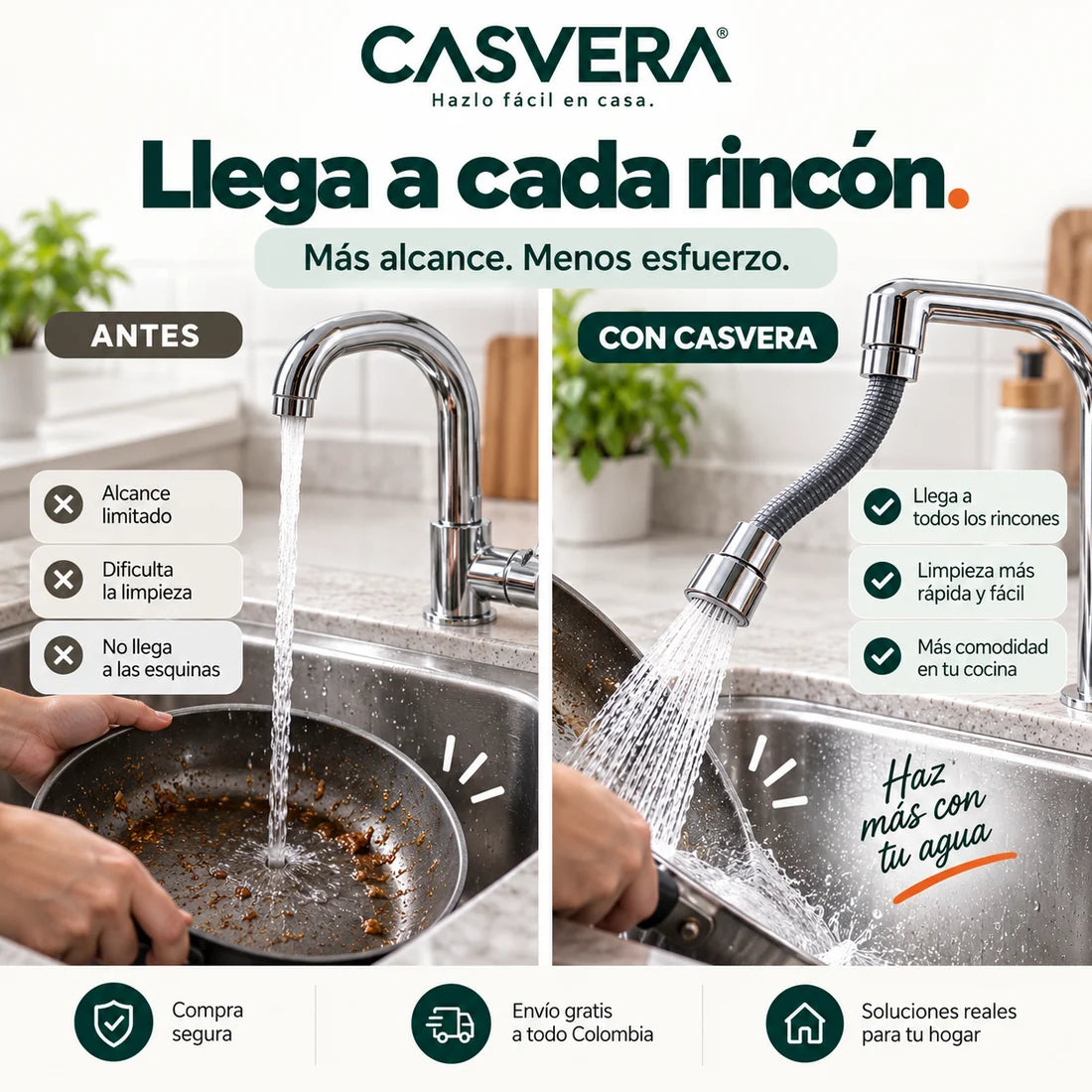 Antes y después con Extensor Flexible 360 Casvera