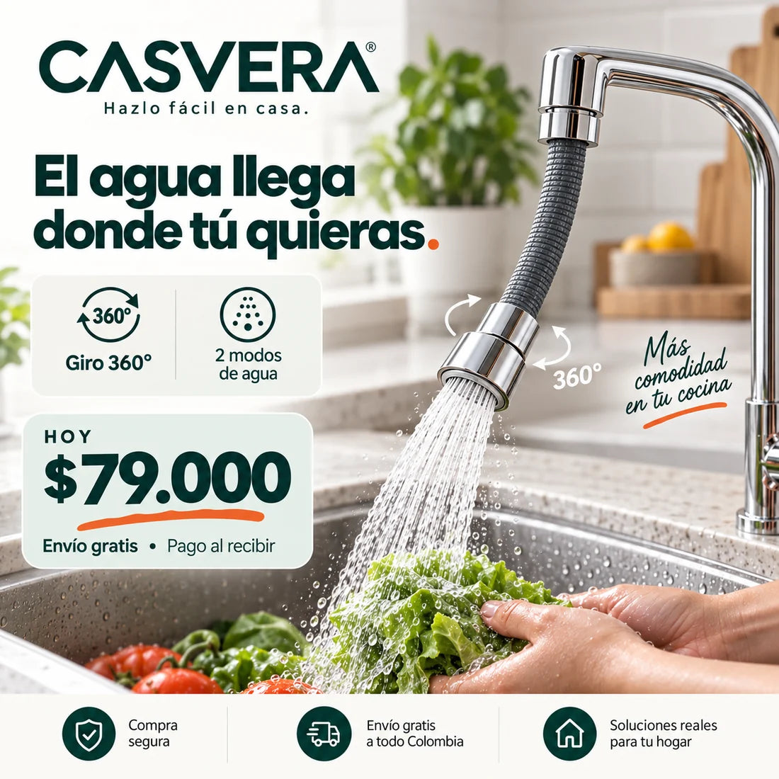 Extensor Flexible 360 Casvera - giro 360, dos modos, $79.000